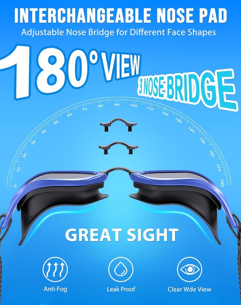 Vegemono Swim Goggles, Unisex Adult Swimming Goggles Anti Fog Anti UV No Leakage Wide View for Men Women Youth - Image 2